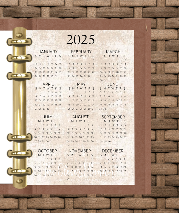 2025 Year At A Glance | The Clever Planner