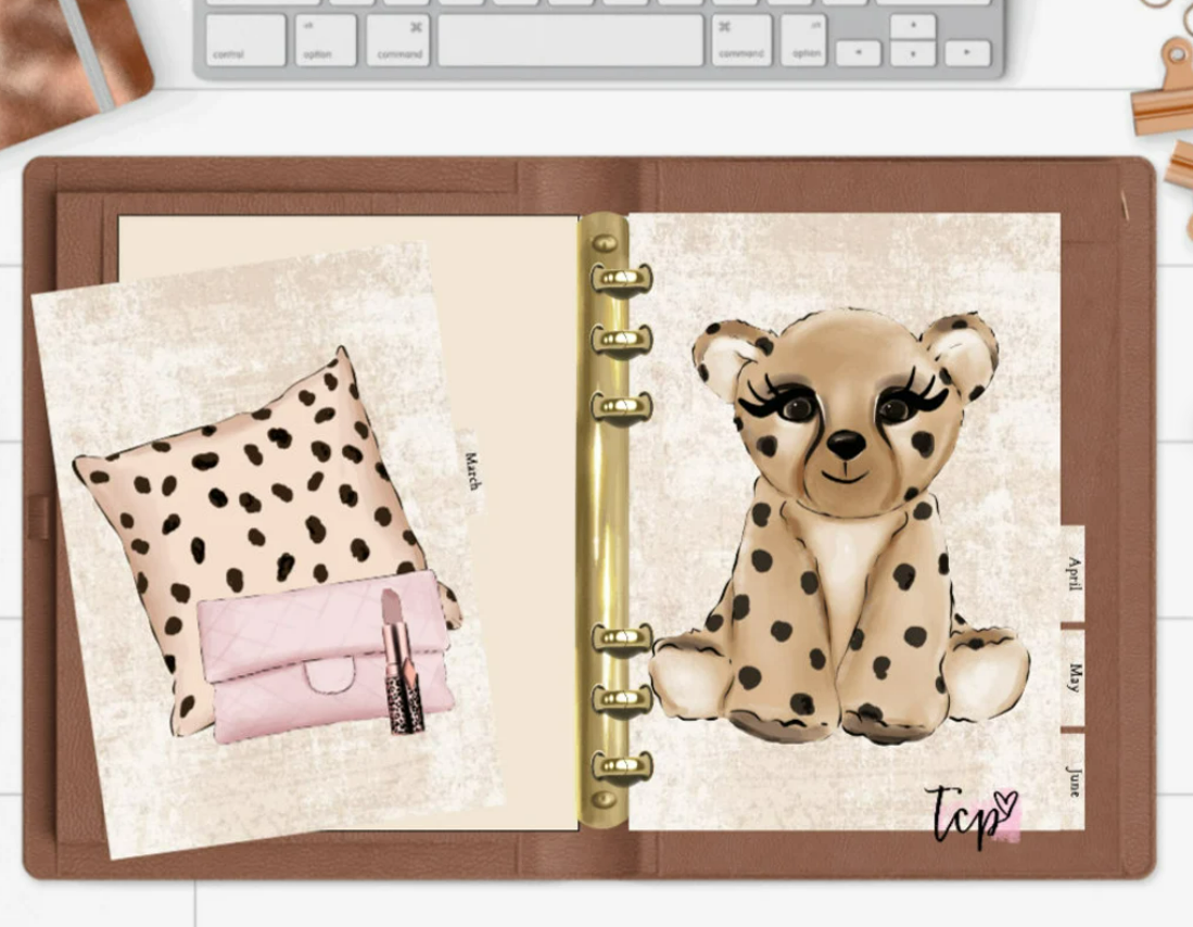 Pink Cheetah Print 12 Month Divider Set | The Clever Planner