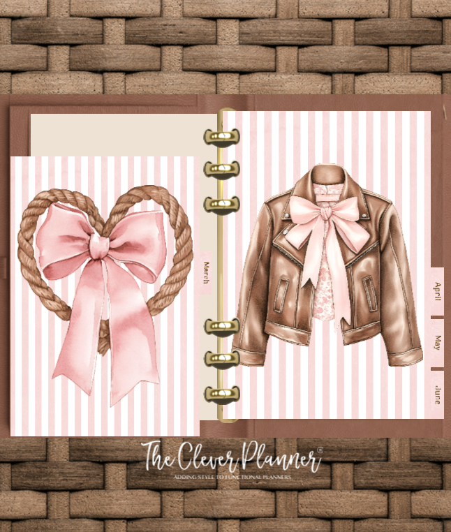 12 Month Divider Tab Set Country Western Pink Theme