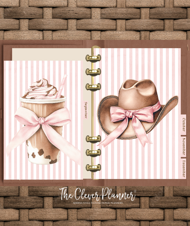 12 Month Divider Tab Set Country Western Pink Theme