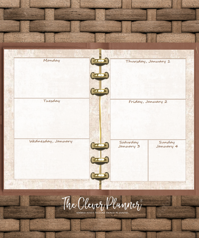 Printed Weekly Calendar Planner Refill 2026