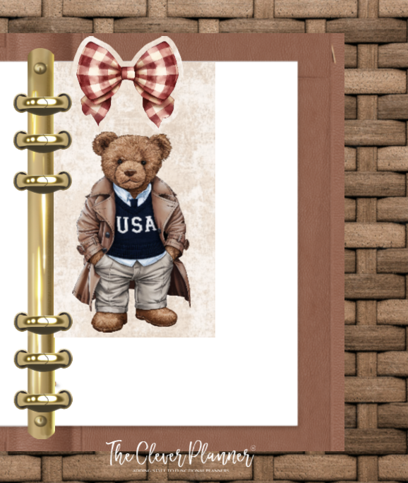 Beary Preppy Planner Insert Bundle tab set (planner not included)