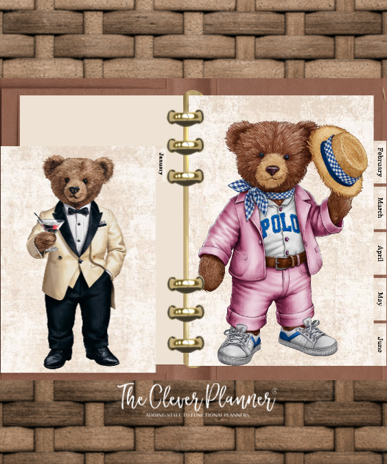 12 Month Divider Tab Set Preppy Bear