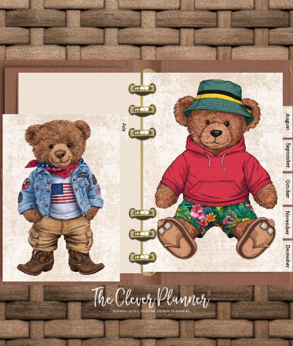 12 Month Divider Tab Set Preppy Bear