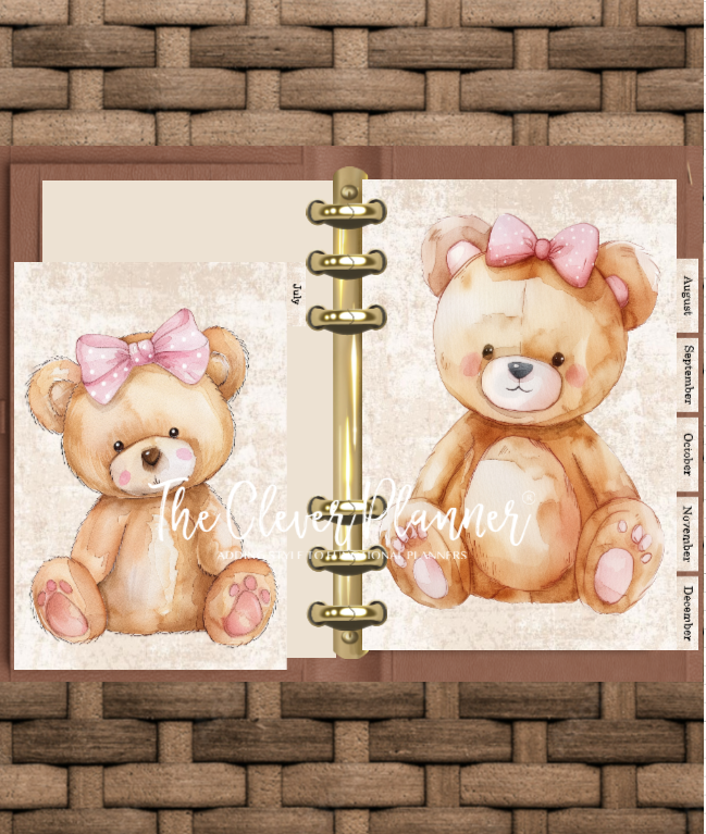 Bears and Bows 12 Month planner insert divider tab set