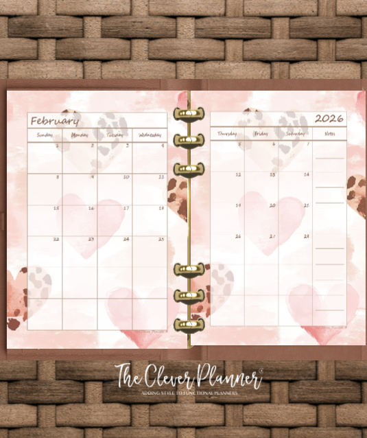 2026 Monthly Calendar (Separated) to use with monthly dividers Leopard Love
