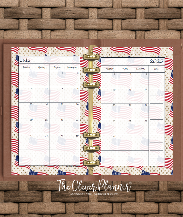 2025 Monthly Calendar (Separated) to use with monthly dividers (Holiday Print)