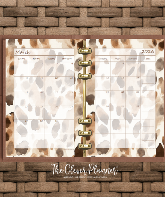 2026 Monthly Calendar (Separated) to use with monthly dividers Leopard Love