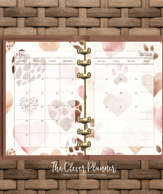 2026 Monthly Calendar (Separated) to use with monthly dividers Leopard Love