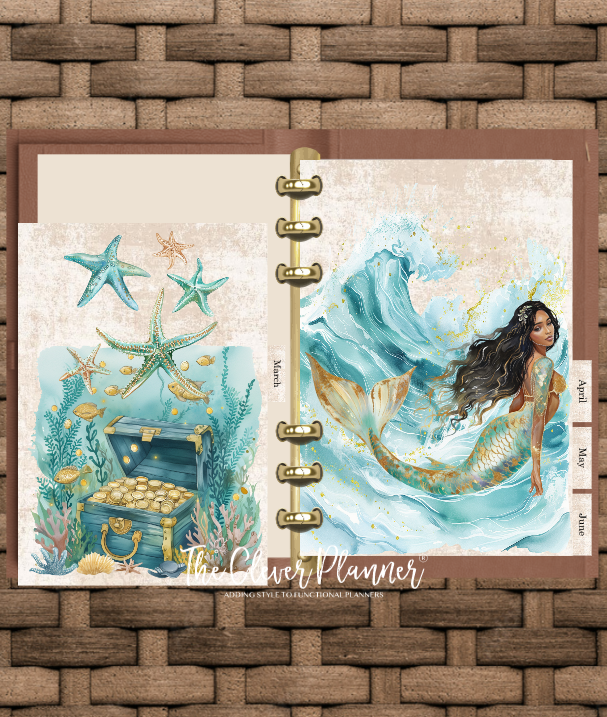 12 Month Divider Tab Set Mermaid Planner Tabs