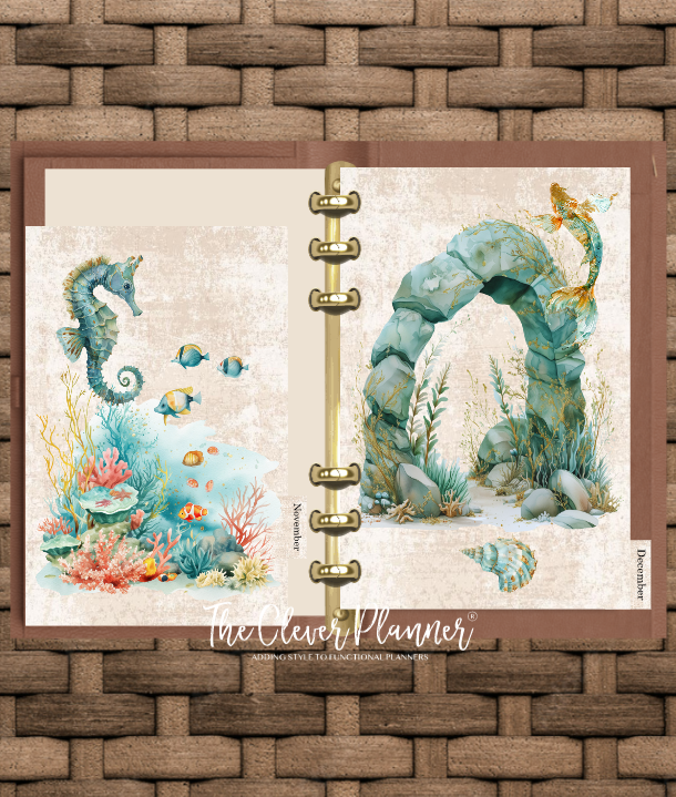 12 Month Divider Tab Set Mermaid Planner Tabs