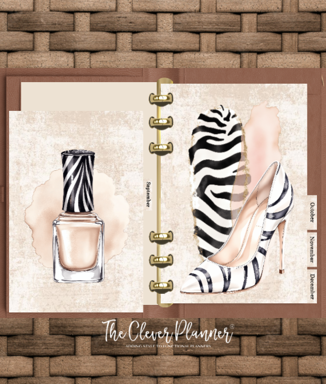 12 Month Divider Tab Set Zebra Pink Print | The Clever Planner