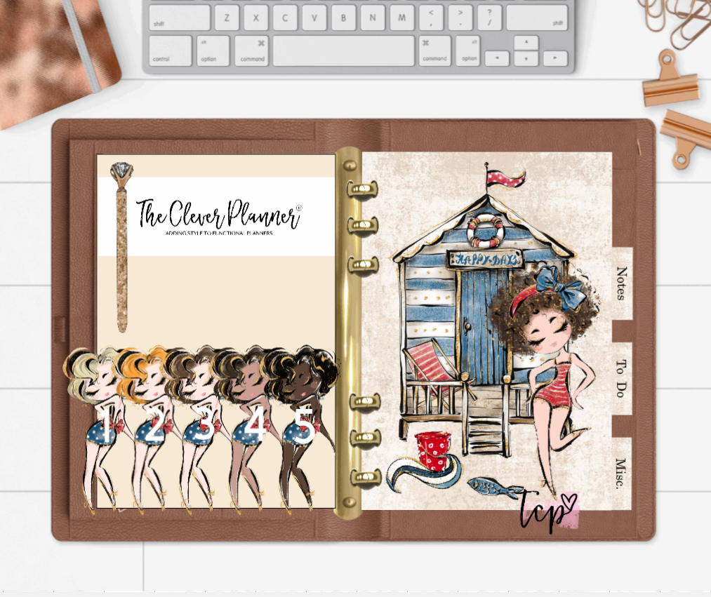 Summer on the Beach 4 tab planner divider set