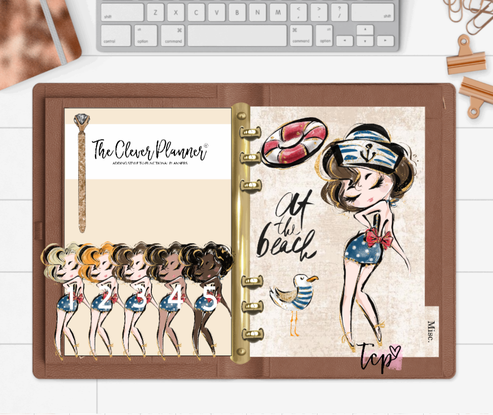 Summer on the Beach 4 tab planner divider set