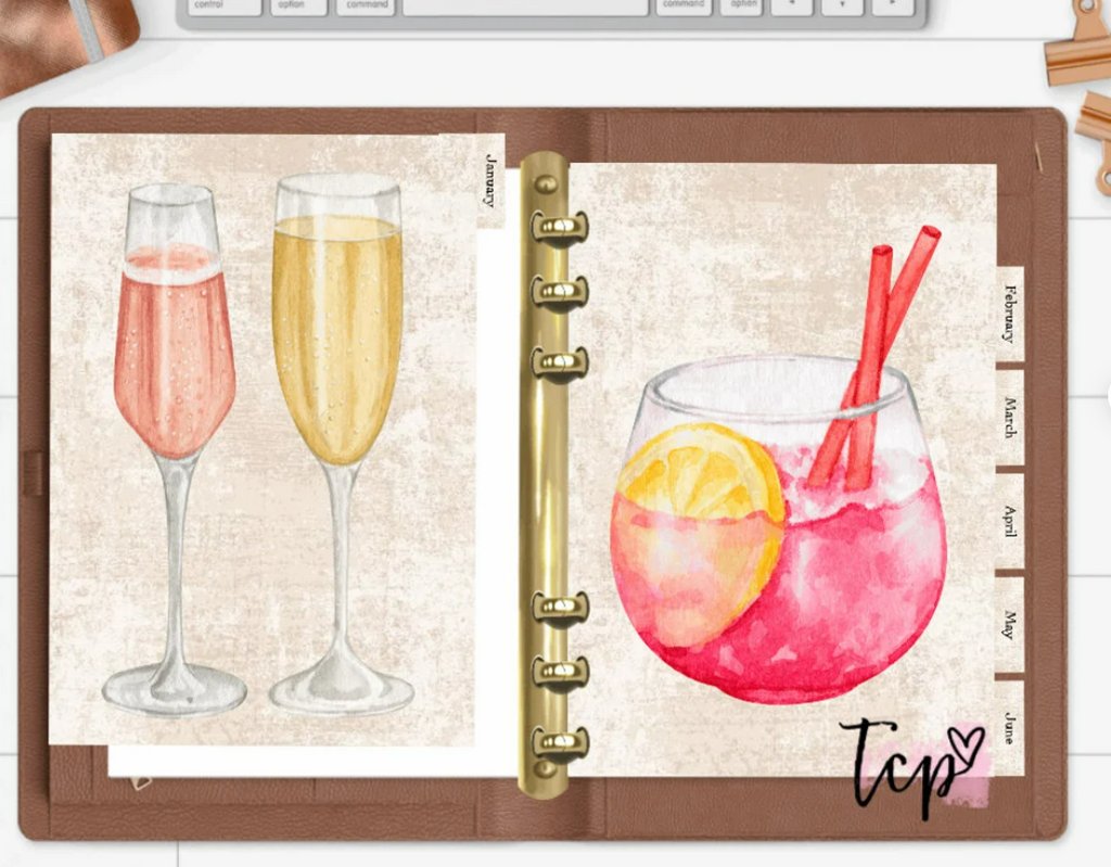 Cocktail 12 Month Divider Tab Set