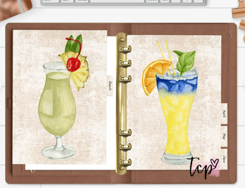 Cocktail 12 Month Divider Tab Set