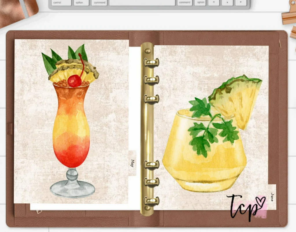 Cocktail 12 Month Divider Tab Set