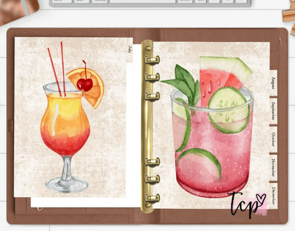 Cocktail 12 Month Divider Tab Set