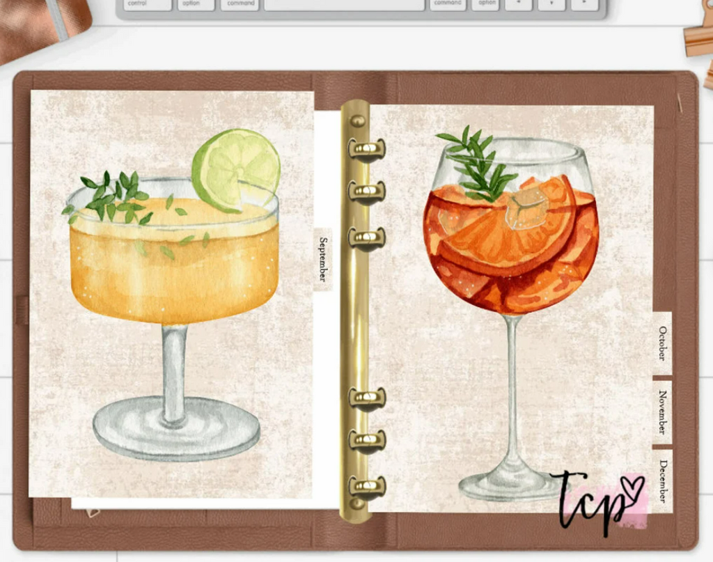 Cocktail 12 Month Divider Tab Set