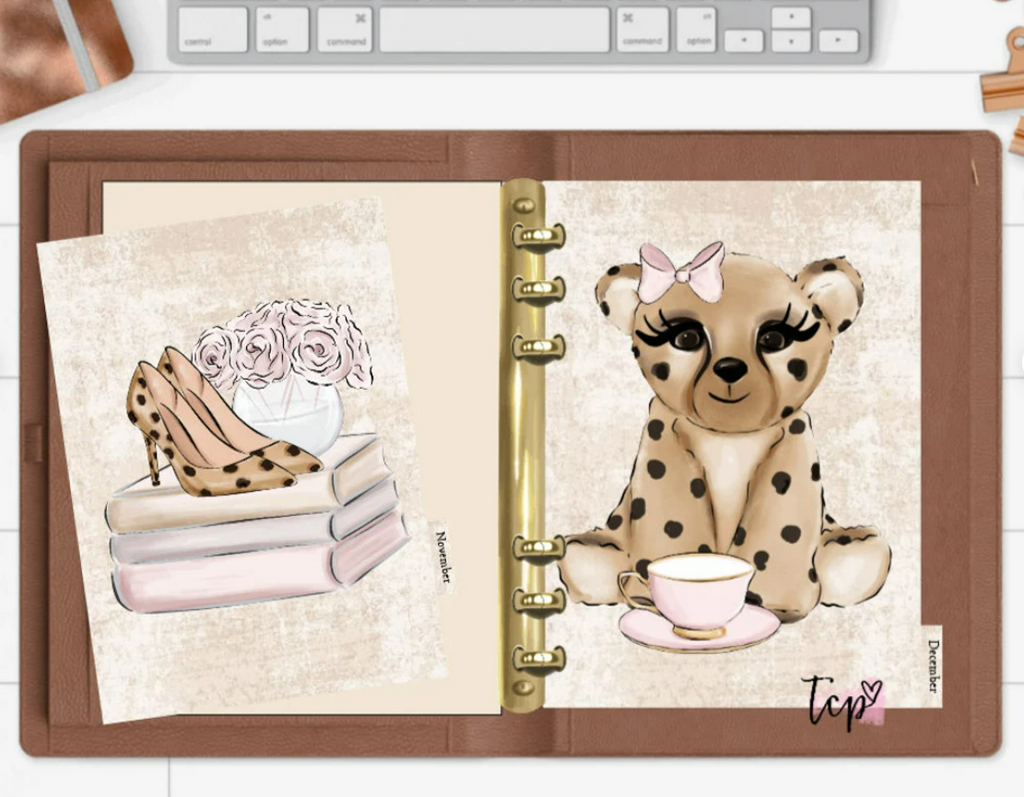 Pink Cheetah Print 12 Month Divider Set