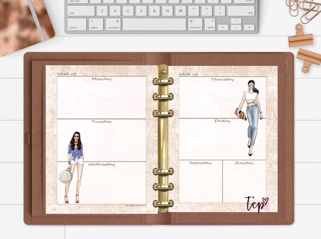 Fashion Ladies - Undated Weekly Planner Refill (brunette)