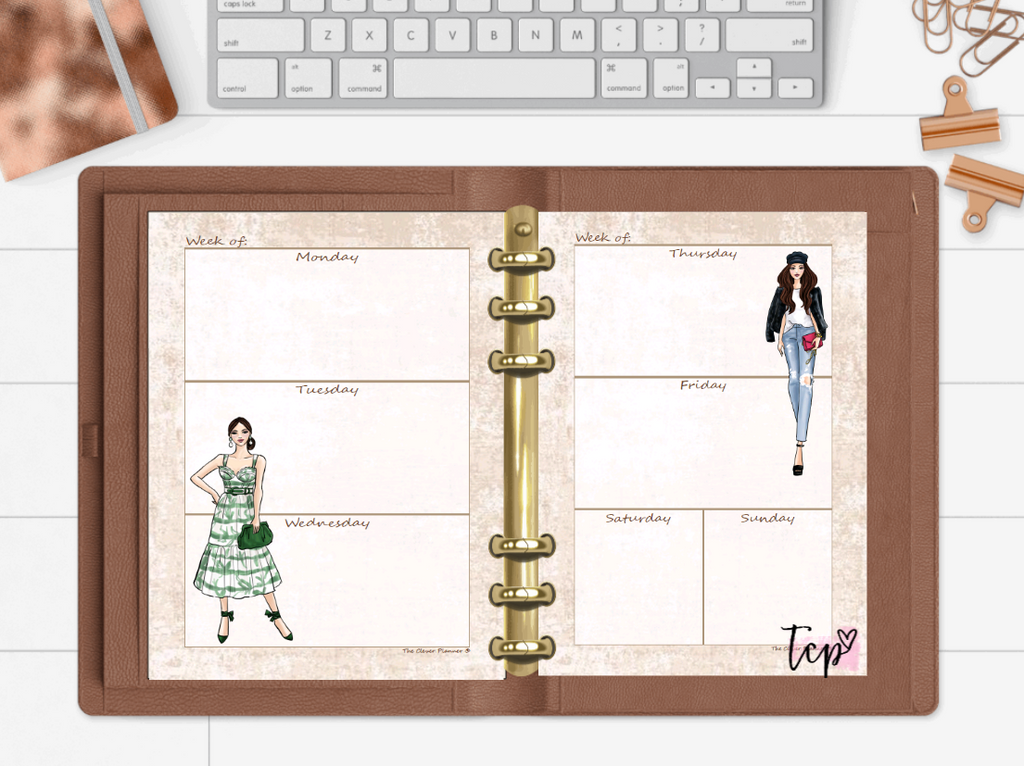 Fashion Ladies - Undated Weekly Planner Refill (brunette)