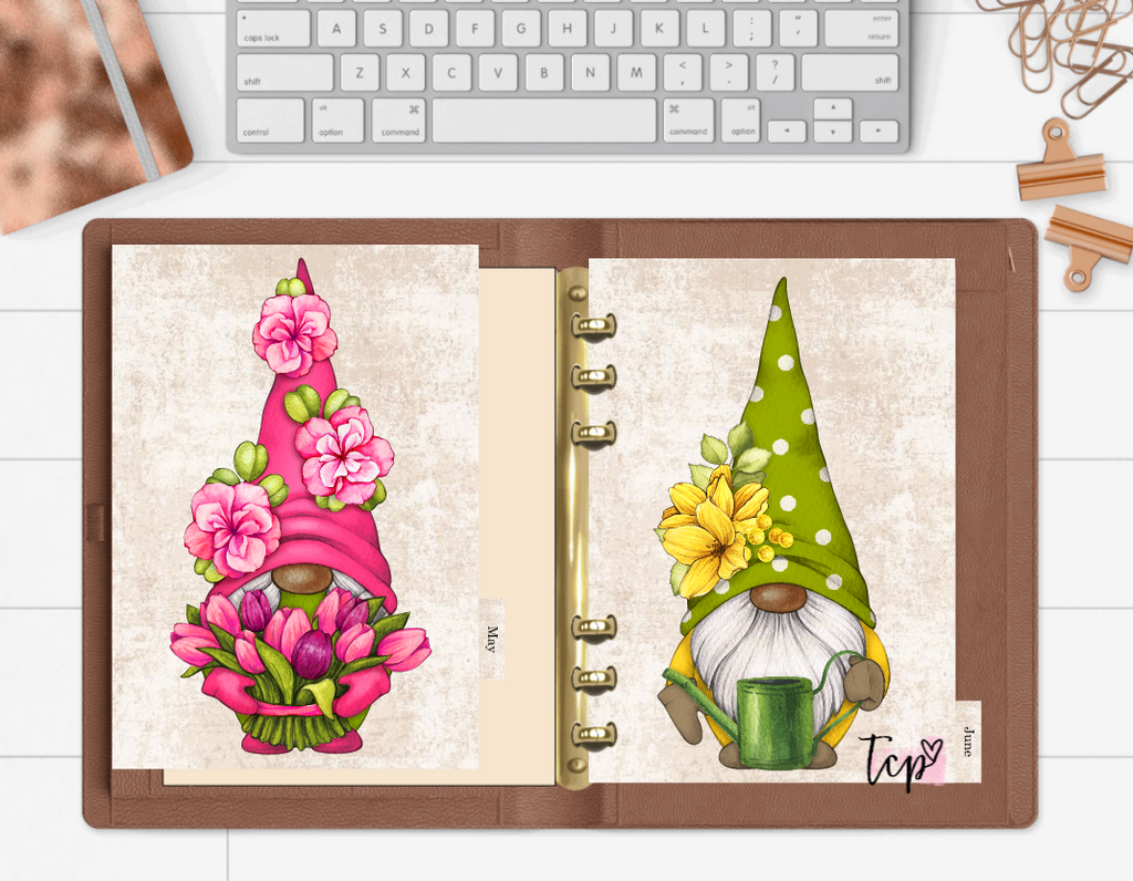 Dark Skin Tone Gnome 12 Month Divider Tab Set