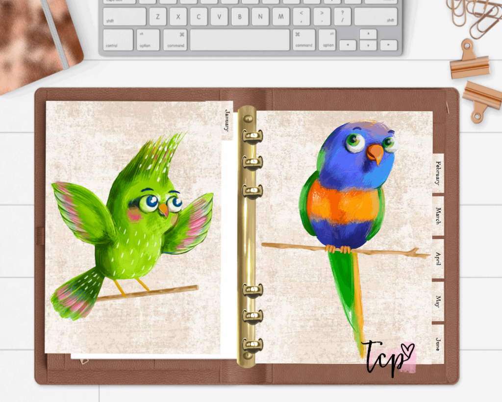 Exotic Birds 12 Month Divider Tab Set