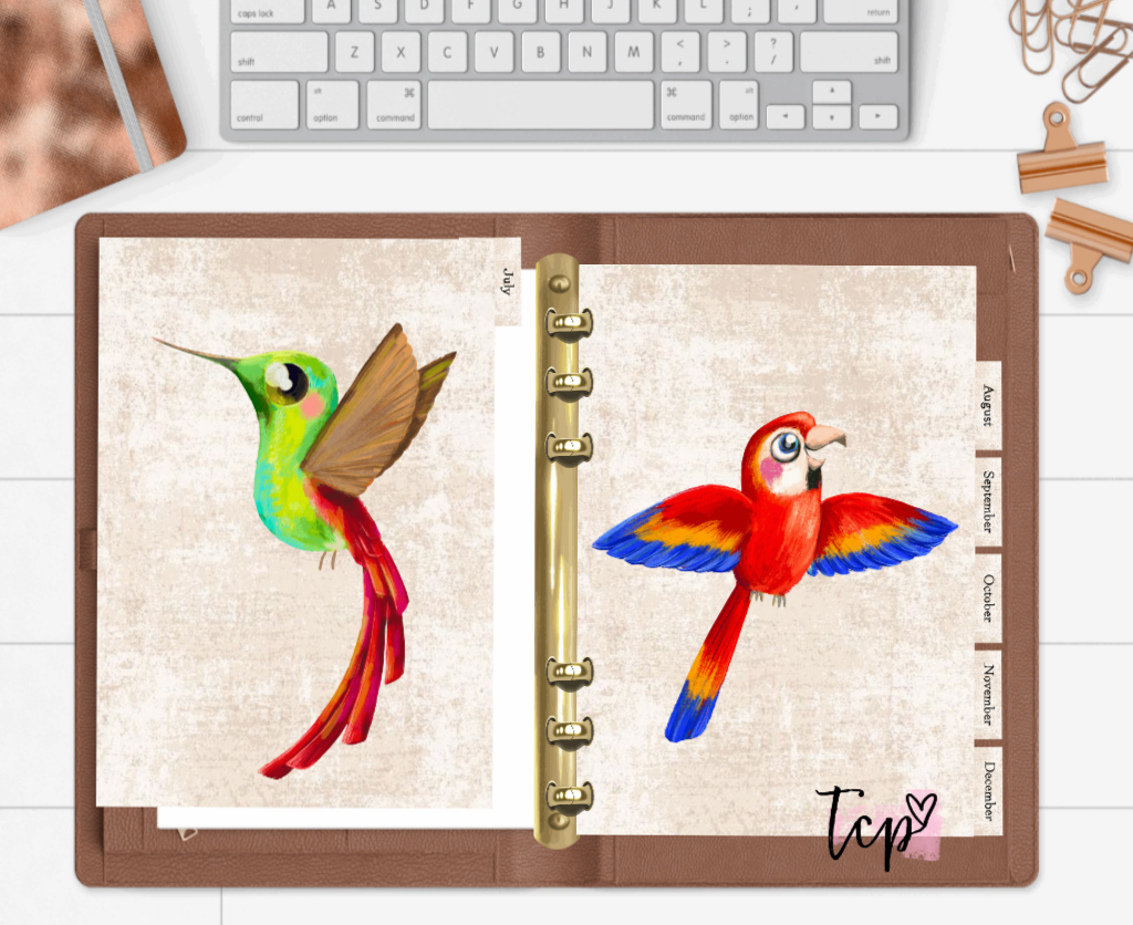 Exotic Birds 12 Month Divider Tab Set