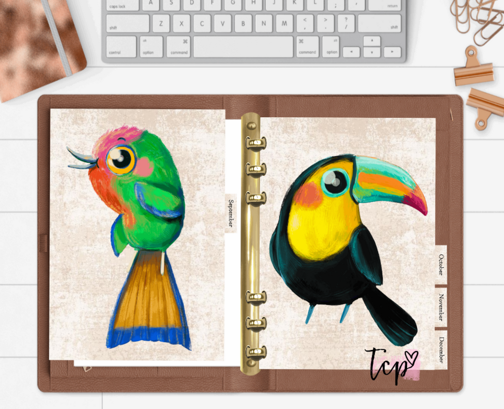 Exotic Birds 12 Month Divider Tab Set