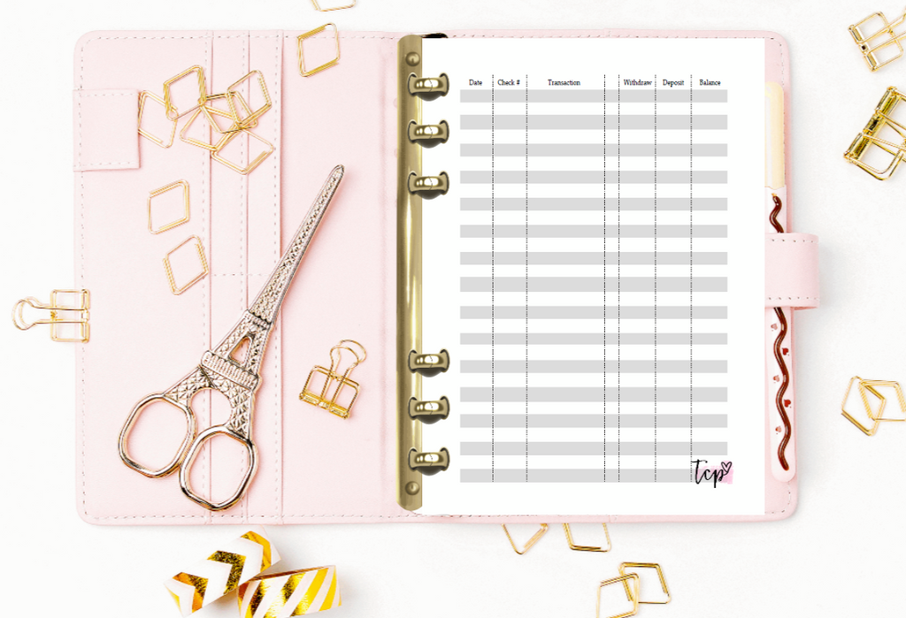 Minimalist Check Register Planner Refill