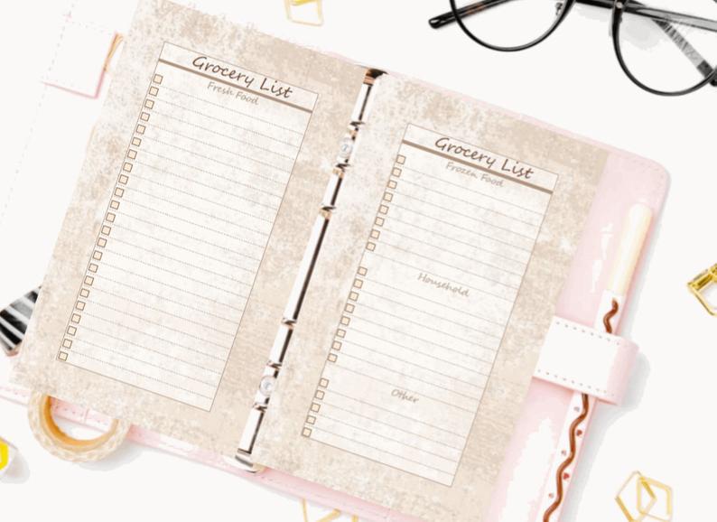 Grocery List Planner Refill