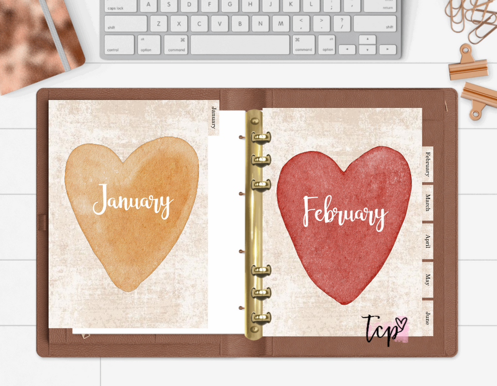 12 Month planner insert divider tab set