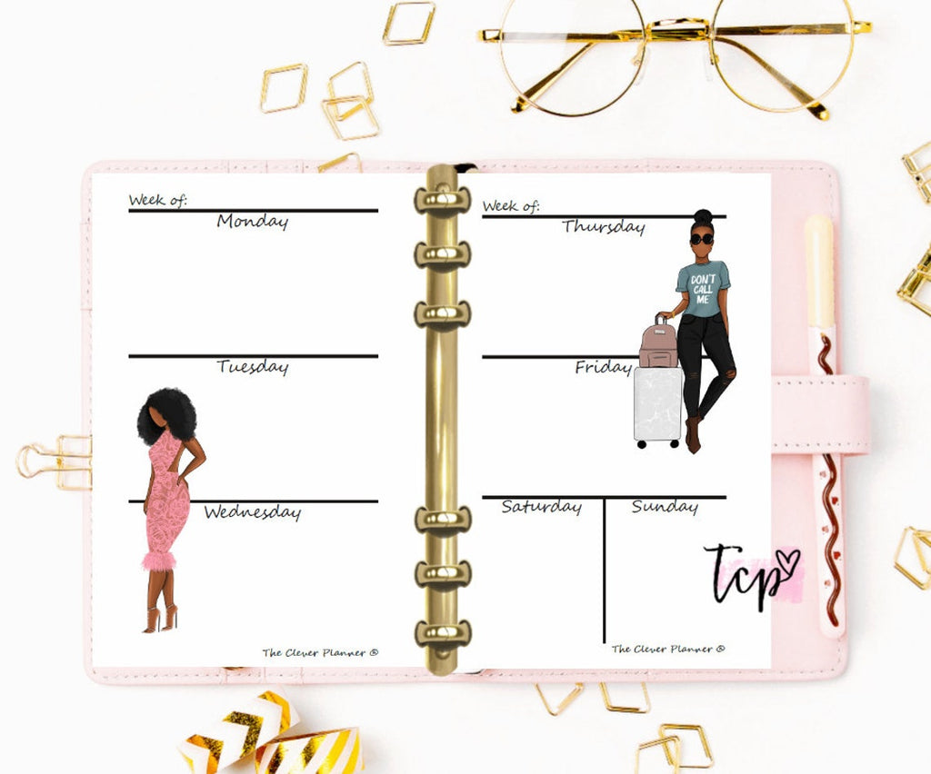 Printed African American - Undated Weekly Planner Refill