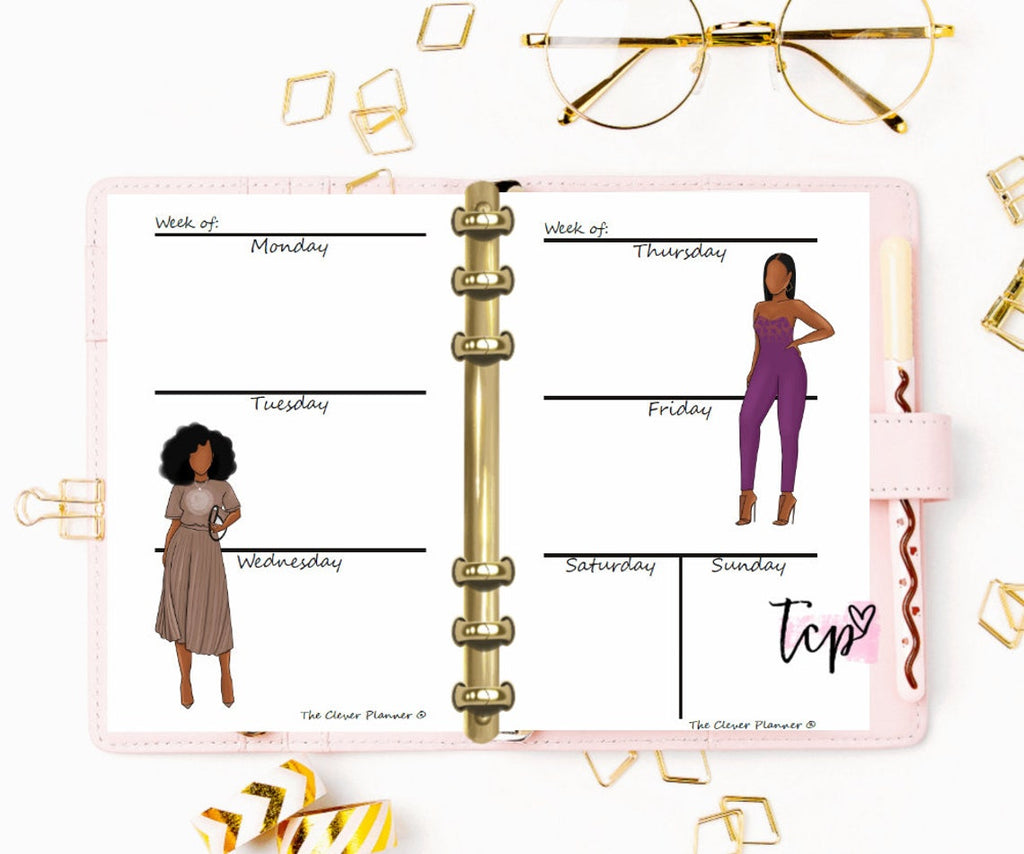 Printed African American - Undated Weekly Planner Refill