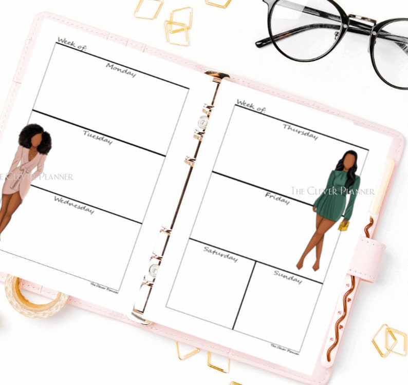 Printed African American - Undated Weekly Planner Refill