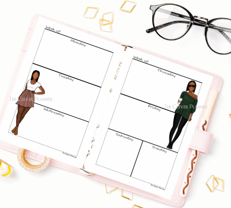 Printed African American - Undated Weekly Planner Refill