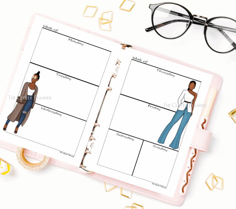 Printed African American - Undated Weekly Planner Refill