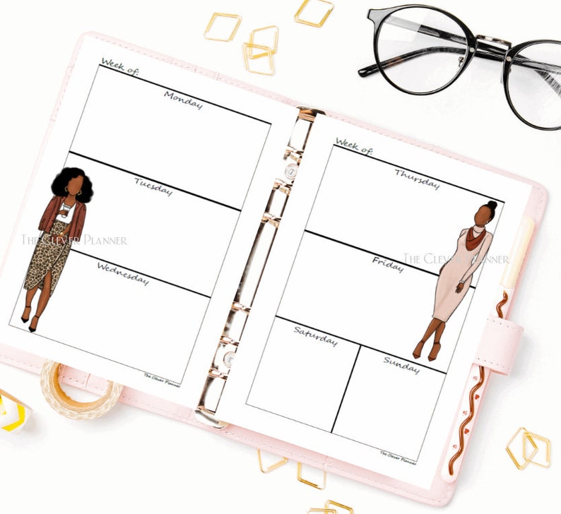 Printed African American - Undated Weekly Planner Refill