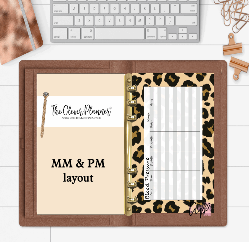 Blood Pressure Tracker Planner Refill Leopard Print