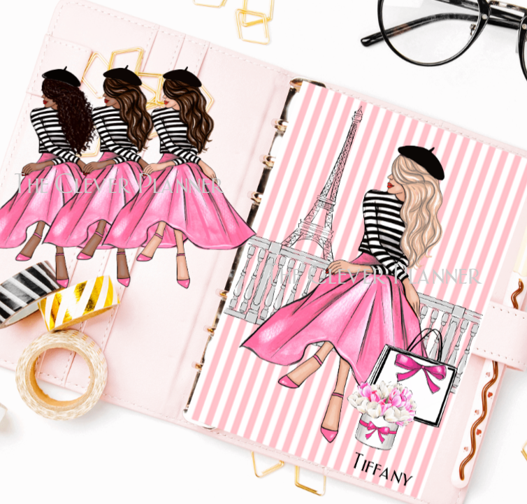 Pink Fashion LV Girl illustration Planner Dashboard Planner Cover